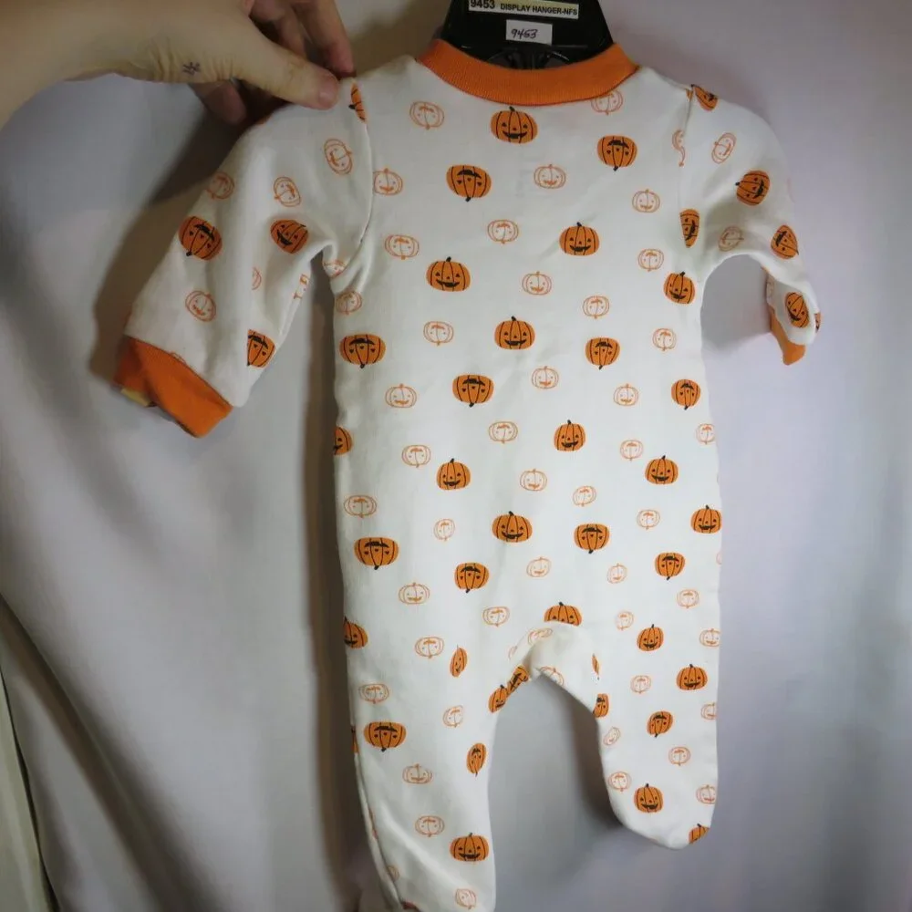 Baby Jack O' Lantern pumpkin bodysuit footed Halloween Fall